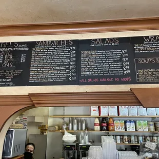 a menu on the wall