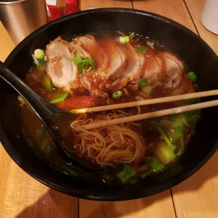Roasted duck noodle soup