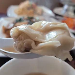 a dumpling on a spoon