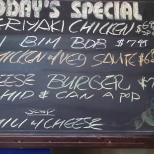 Specials Menu board (on 9/12/13)