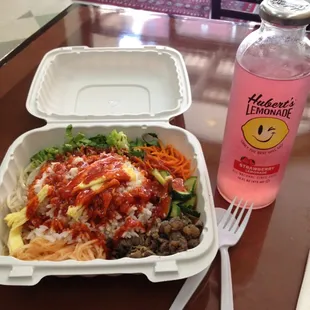 Bibimbap and Hubert&apos;s Lemonade! Their bibimbap is awesome!