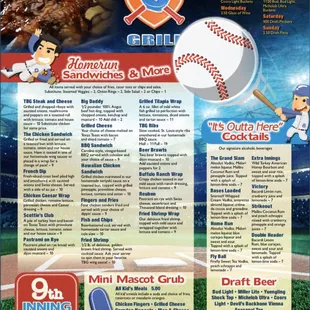 the menu for the third base grill