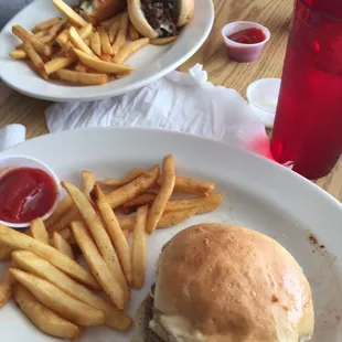 Burger and steak sandwich