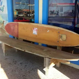 Surf boards for benches outside are cool ;)
