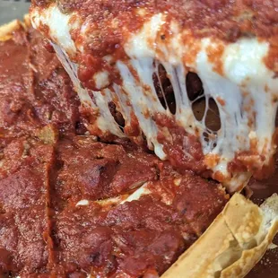 Large cheese deep dish pizza