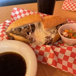 Delicious Italian Beef Sandwich. Chicago Style. Added motz.