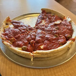 Small Windy City pizza minus one slice