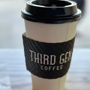 a cup of coffee on a table