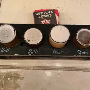 a row of beer glasses