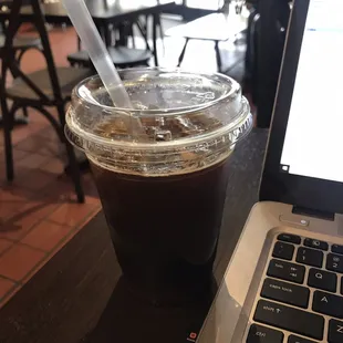 Iced Americano with an eco friendly straw - quite tasty!