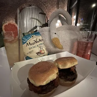 First Time Crush and Naughty &amp; Spice. Sliders from Chivos food truck.