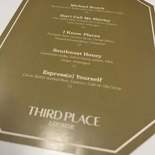 Cocktail Menu