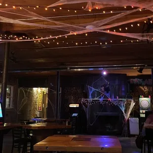 spider webs hanging from the ceiling