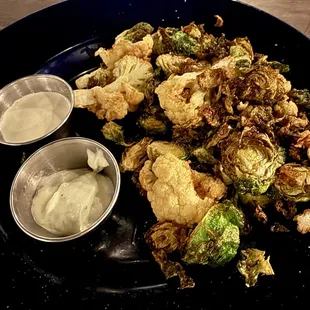 Crispy Fried Brussels and Cauliflower