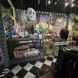 a checkerboard floor