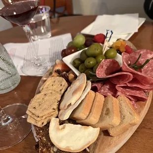 a platter of meat and cheeses