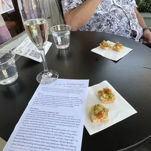 First tasting with a Prosecco and Pair with Italian Piave and olive tapenade.