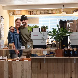 Owners (Vida &amp; Tom) at Third Wheel Coffee, located inside Lucinda&apos;s Deli
