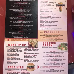 a menu for a restaurant