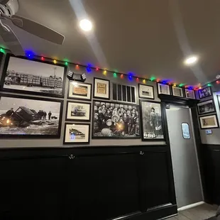 a variety of framed photographs