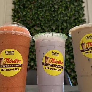 three different drinks