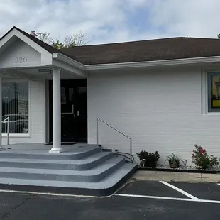 the front of the building