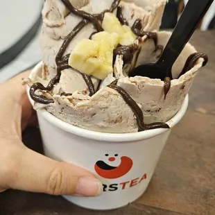 The banana nutella rolled ice cream was so creamy and delicious!