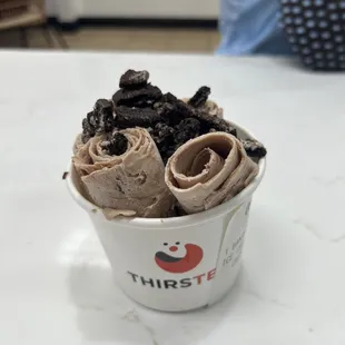 Chocolate Oreo Cookie Rolled Ice Cream, yum!