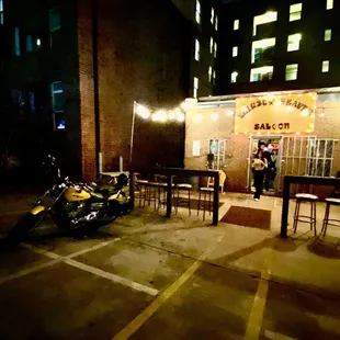 a motorcycle parked in a parking lot