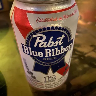 a can of pale blue ribbon beer