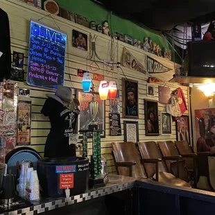 a bar with a variety of items