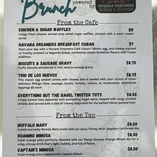 Brunch menu