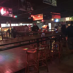 Dance floor / tables / mechanical bull / back bar