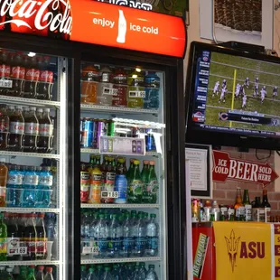 We have hundreds of drinks, athletic, sports, energy-you name it, with fountain drinks, slushies, beer and wine.