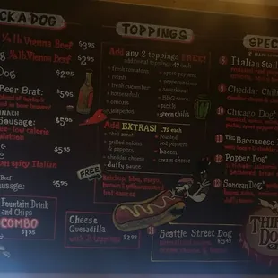 Menu as of June 2016.