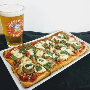 Meatball, Mozzarella and fresh Basil Flatbread. Paired with Man's Best Friend.