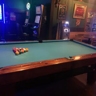 a pool table in a pub