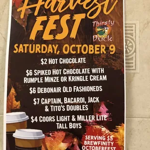 a poster for the harvest fest