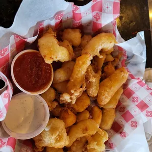 A giant pile of cheese curds