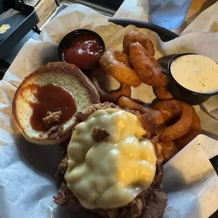 Pulled Pork with onion rings! Mmmmm!