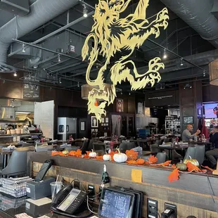 a restaurant with a bar and a bar