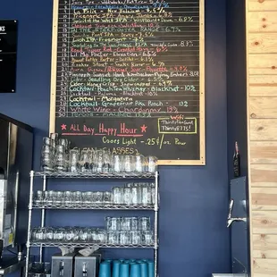Menu above the cup selection