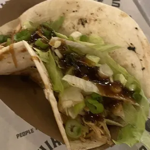 Chicken teriyaki taco, yummy but overpriced at $5