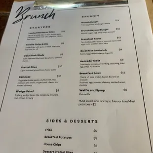 Brunch menu
