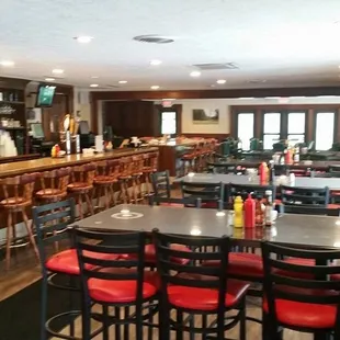 tables and chairs in a restaurant