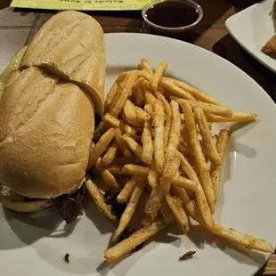 Tucson cheese steak sandwich with shoestring fries