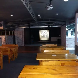 Inside by dance floor and live music