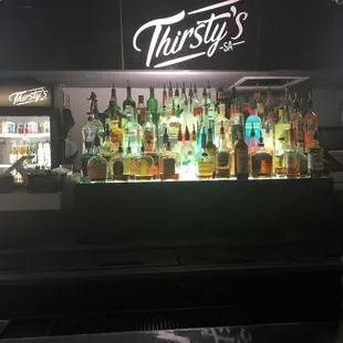 a display of liquor bottles