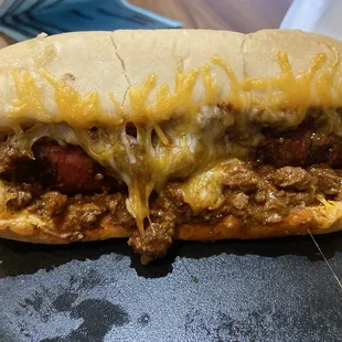 Nathan's chili dog