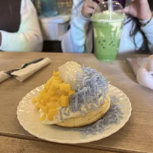 Mango coconut pancakes